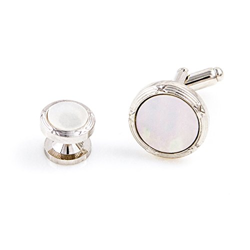 Mrcuff Mother Of Pearl Designer Tuxedo Cufflinks & Studs Set In A Presentation Gift Box & Polishing Cloth #TOP3