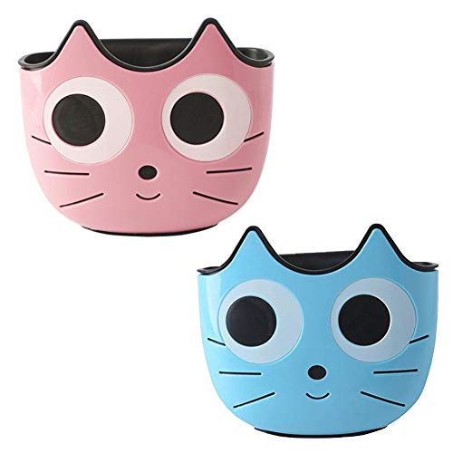 Estantería Fregadero, NALCY Hogar Cocina Cestas, Colgantes Estante Escurridor Cesta de Almacenamiento de Gadgets Estante de Esponja para Fregadero de Cocina con Diseño de Gato (azul, Rosado) Cover