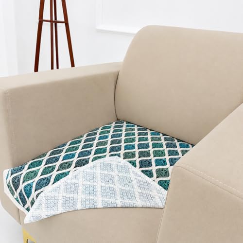 Image of Homerz Premium 'Maharaja Paradise Series' Sofa Cover | Net Fabric Sofa Cover | Washable, Anti-Dust Backed & Wrinkle Resistant Cover (Aqua Lattice, 1 Seater, Only Seat Cover)