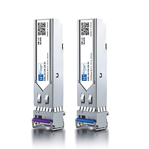 Image of H!Fiber 1.25G SFP Bidi Transceiver, 1000Base-BIDI 11490nm /1310nm SMF, a Pair of Single Mode SFP Module, up to 20 km, for Cisco, Ubiquiti UniFi, Mikrotik, D-Link, Supermicro, Netgear and More