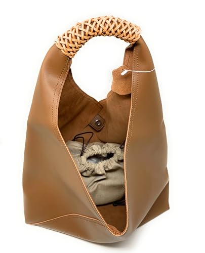 Genuine Cowhide Leather Shoulder Handbag Purse Triangle Tote4