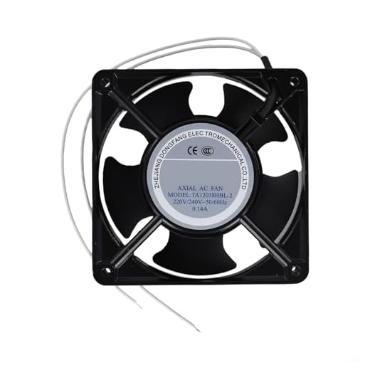 Ventilador axial silencioso de alta temperatura, para casete de inserción de chimenea, cuchillas de metal, eficiente circulación de aire interior, ventilador de calefacción compacto negro, 120 mm