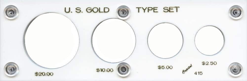 Capital Plastic 2 x 6 4-Coin Holder for U.S. Gold Type Set - White