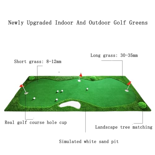 Mata golfowa do ćwiczeń wewnątrz i na zewnątrz, przenośna zielona podkładka treningowa z kubkami, flagami i szczotką do poprawy umiejętności, idealna do użytku na podwórku i w biurze