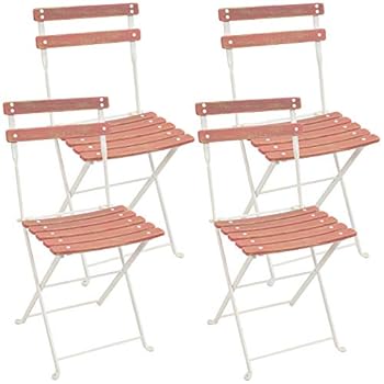Alternative view of Sunnydaze Classic Cafe European Chestnut Wooden Folding Bistro Chair - Indoor or Outdoor Use on Patio, Deck, Balcony or Camping - Antique Pink - Set of 4