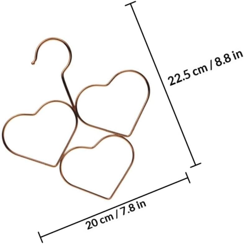 4pcs Rose Gold Heart Shape Metal Scarf and Tie Hangers, Non-Slip Multifunctional Closet Organizer Racks for Clothes and Accessories, Space-Saving Storage Solution