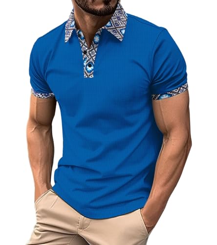 YOSUWOAI Polo de manga corta para hombre, camiseta de manga corta, camiseta vintage, camiseta básica de verano, camiseta informal de bloque de color, sudadera para exteriores, camiseta deportiva para
