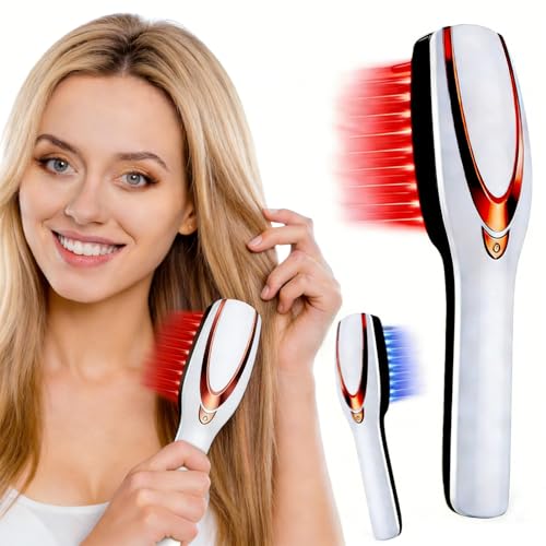 AIMUZIKEER Red Light Hair Brush Electric Scalp Massager Brush Red Light Comb Devices for Hair Scalp Massage Hair Massage Brush Portable Hair Massage Comb with Soft Rubber for Men and Women