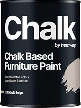 Hemway - Chalk Based Furniture Paint - Soft Khaki Beige 1 L | Chalky Matt Shabby Chic Finish for Interior & Exterior Home Decor | Quick Dry & All-in-one