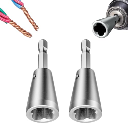 Wire Twister Tool for Drill,Wire Twister Portable Wire Nut Twister Wire Twisting Tool 6mm Hex Shank Cable Quick Stripping for Power Drill (Silver-2pcs)