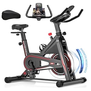 DMASUN Exercise Bike for Home Gym Use with LCD Display & Tablet Holder, Super Quiet Magnetic Resistance Indoor Cycling Bike, Professional Stationary Bike with Comfortable Seat Cushion, 350LBs Capacity