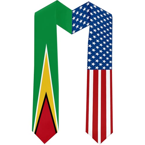 2025 Guyana Flag and USA Flag Graduation Stole Graduation Sash Class of 2025 Graduation Scarf for International Student (Baccalaureate Gown and Hat Not Included)
