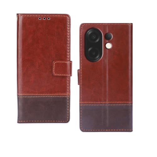 Image of amazon basics Vivo X200T 5G Flip Cover | Card Pockets Wallet & Stand | Flip Cover for Vivo X200T 5G (Tan and Coffee)