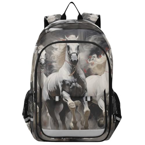Sac à dos chevaux d'art abstrait robuste pour écolier et adolescent