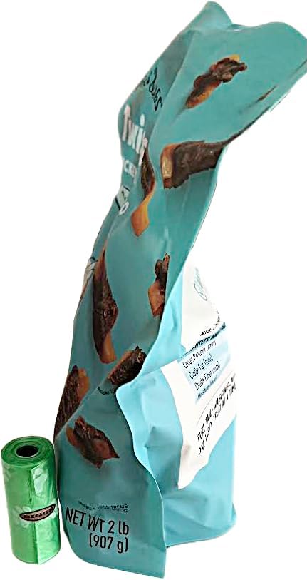 Wiggles & Wags Twist Chicken & Sweet Potato Dog Treats. Soft and Chewy Plus Biggs Dog Waste Bags.1-2 LB (907 g) Bag