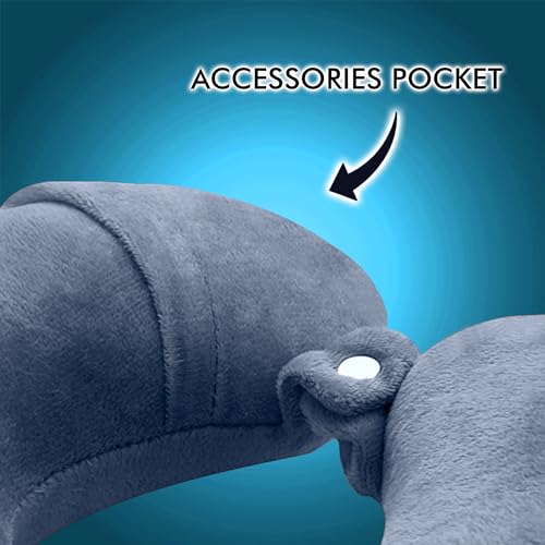 Image of Billebon Premium Neck Pillow Eye Mask Combo Airplane Travel Pillow with Comfortable Velvet Sleeping Eyemask Head Rest Pillow & 30 Years Warranty
