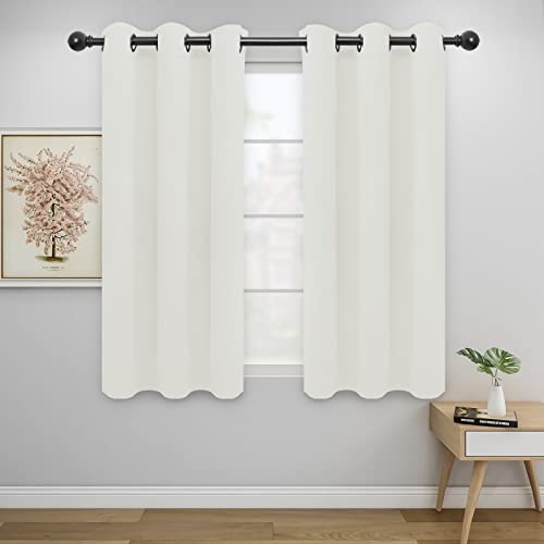 Image of Easy-Going Blackout Curtains for Bedroom, Solid Thermal Insulated Grommet and Noise Reduction Window Drapes, Room Darkening Curtains for Living Room, 2 Panels (42x54 in, Ivory)