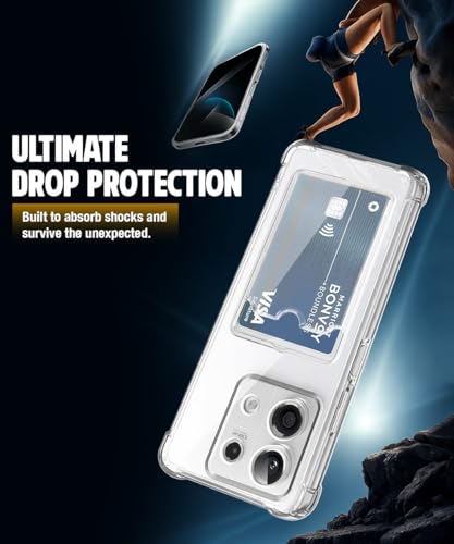 Image of WOW IMAGINE Transparent Back Cover Case for Xiaomi Mi Redmi Note 13 5G | Flexible Built-in Slim Card Pockets Wallet | 360 Camera Protection TPU | Soft Silicone Mobile Cover - Transparent