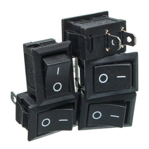 Interrupteur à bascule 2 broches noir KCD1 ON OFF bouton encastrable 21x15mm