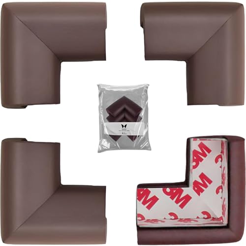 Image of Yakolak 8pc Corner Protector Baby Proof Corners and Edges, Table Corner Protectors for Baby Safety Corner Guards, Baby Proofing Corner Bumpers for Furniture Corner, Rubber Foam 3M. (Brown, Pack of 8)