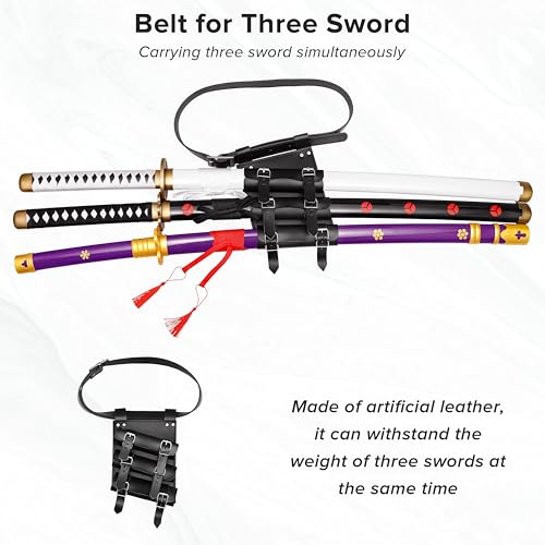 Zoro Decoration41 inch Bamboo Cosplay Props: Roronoa Zoro Wado Ichimonji+Yama Enma+Shusui, Exact Replica Anime Original Texture, for Role-Playing, Stage Performance - Set of 3 Anime Props4