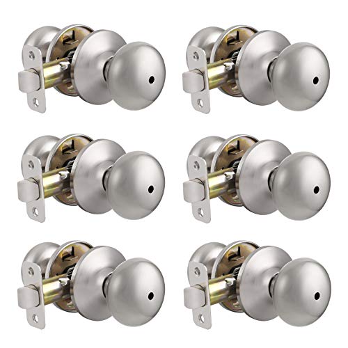 Knobonly DL5766SN-BK-XSD-SN-6PACK 6 X Privacy Door Knobset Stainless Steel Keyless Door Knobs Lock Set Handles Brushed Nickel  cover