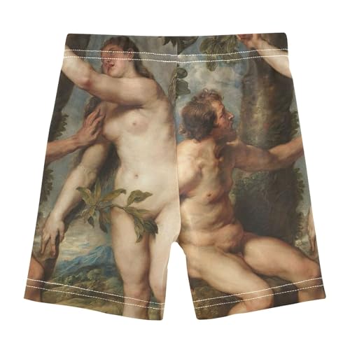 Toddler Biker Shorts Girls Cotton Under Shorts Dresses Art Peter Paul Rubens Prints Adam Eve Paradise Summer 4t2
