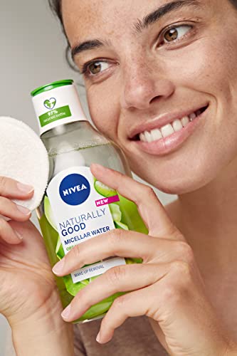 NIVEA NATURALLY GOOD Eau Micellaire à l’Aloe Vera Bio 400 ml, nettoyant visage aux ingrédients d’origine naturelle, soin visage fraîcheur hydratant et rafraichissant