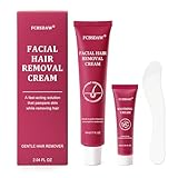 Painless Facial Hair Removal Cream for Upper Lip, Chin and Peach Fuzz - Women's Depilatory Cream Kit with Soothing Cream, Fast Acting 4-Min Formula Safe for Sensitive Skin,2.04 FL oz(Box of 1)