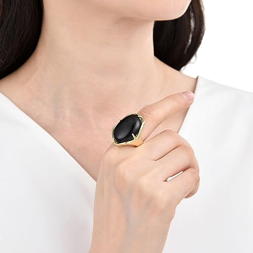 Agate ovale bague alliage ajustable : bijou pierre naturelle tendance