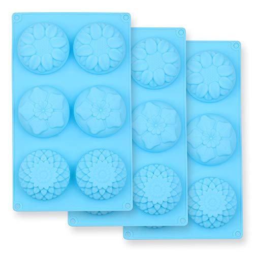 Homedge 6-Cavity Silicone Flowers Shaped Mold, Set Of 3Pcs Non Stick Silicone Mixed Sunflowers, Daisy Mold For Candy Chocolate Jelly, Ice Cube – 3 Styles Flowers #TOP27