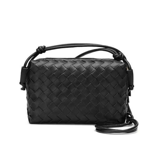 Woven Crossbody Bags for Women Handmade Woven Purse Shoulder Bag Small Handbag PU Leather Purses Bag
