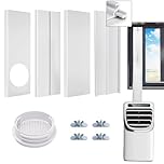 Universal Portable Air Conditioner Window Vent Kit for 5.1 & 5.9 Inch Exhaust Hose, Upgraded Adjustable AC Window Seal Kit with Coulper & Filter for Sliding Horizontal & Vertical Windows