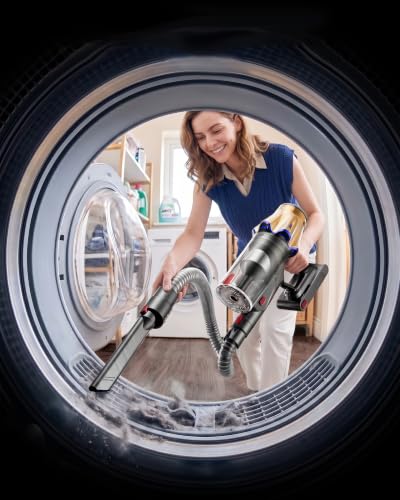 Image of Cordless Vacuum Cleaner, Upgraded 650W 60KPA 70Mins Cordless Stick Vacuum Cleaner with Flexible Hose,Self-Standing,Touch Screen, Anti-tangle Wireless Vacumm Cleaners for Home /Pet Hair /Carpets /Floors