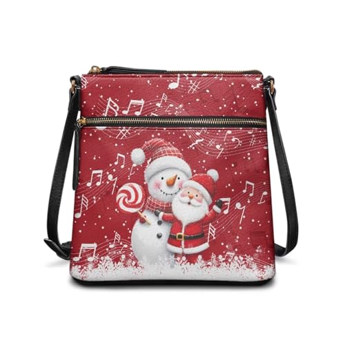 YUVAMAGIMO Christmas Purses for Women Crossbody Bag Santa Snowman Adjustable Shoulder Bags for Women Small Leather Handbag with Multi Pockets Trendy Holiday Tote Purse for Daily Use