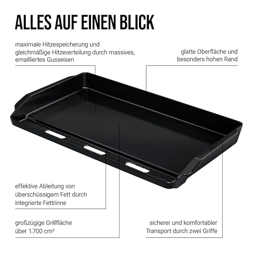 Enders® Plancha XL für Monroe PRO 4, für Colorado 4 + 6, Grillfläche von 1.700cm², integrierte Fettrinne und Ablauf, Hitzespeicherung #7884, Schwarz