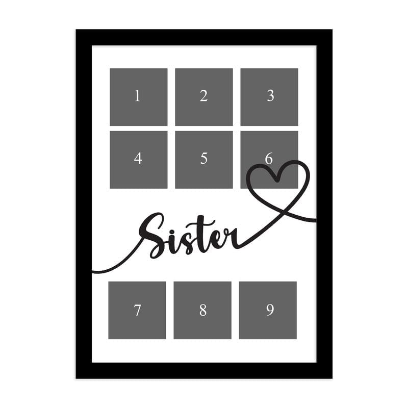 Image of Art Street Customized Sister with 9 Photo Collage print for Mother, Dad Gifts Photo Frame With Photo Upload, Birthday, Gift for Husband, Couple, Brother, Sister, Rakhi (A4)