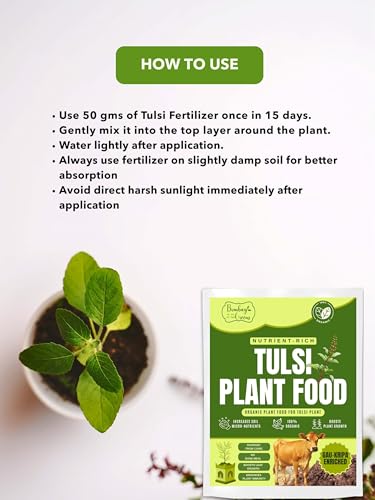 Image of Bombay Greens Tulsi Plant Booster Organic Food | Growth Enhancer for Holy Basil Plants | Improves Leaf Growth & Aroma | Natural Plant Food for Indoor & Outdoor Plants