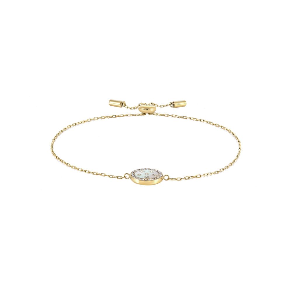 Fossil Women's Stainless Steel Yellow Tone Ip Mother Of Pearl And Cz Bracelet - J49376 Jf04866710