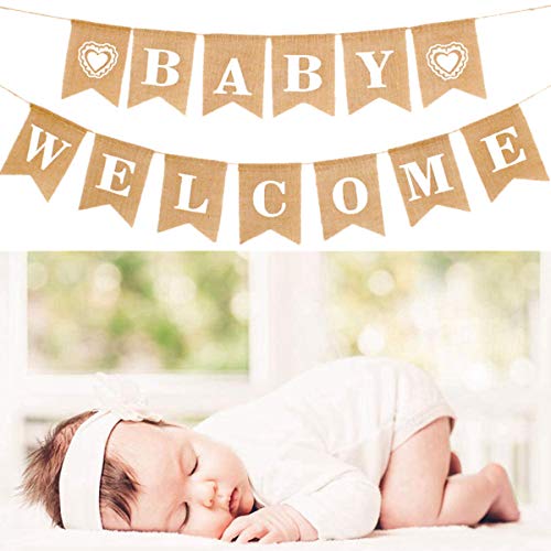 Welcome, ghirlanda di bandierine vintage in lino