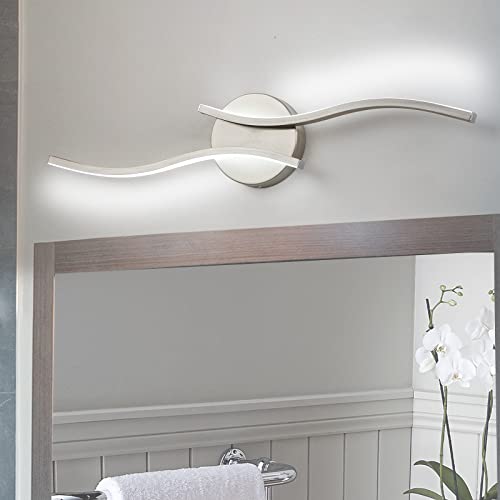HUOKU Dimmable Modern LED Vanity Light 24 inch Brushed Nickel Vanity Light, Bathroom Lighting...
