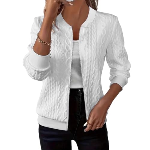 Blazer Jacket for Women Zip Up Bomber Jackets 2025 Fall Fashion Cardigan Sweaters Stand Collar Outerwear Textured Casual Coat
