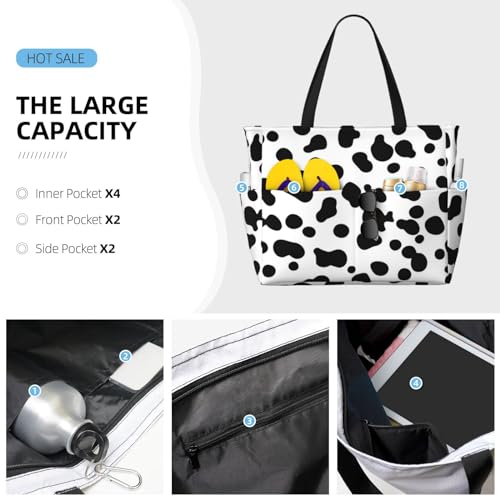 Sac de plage dalmatien au design peau de vache et grand format chic