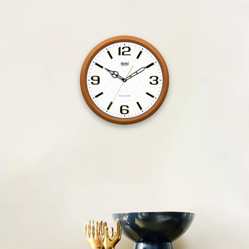 Image of Ajanta Home Decor Wooden Wall Clock 15 Inch (375mm) Maple Wood | Luxury Silent Sweep Movement | Stylish Modern Design | Model 3007
