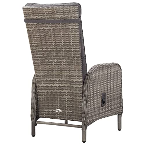11 Piece Garden Dining Set, Poly Rattan Grey, Outdoor Patio Furniture with Reclining Chairs & Tempered Glass Table, Weather-Resistant, for Garden, Balcony - Image 6