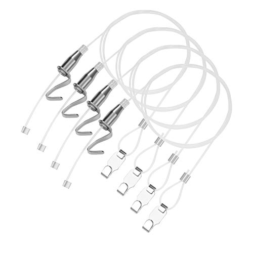 Geternal 4-Pack Picture Hanging Wire Invisible with Adjustable Photo Hook + S Metal Hook for Picture Rail Frame Hanging System Art Gallery Picture Display Kit 1M