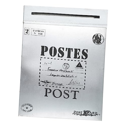 Parliky Outdoor Iron Mailbox Wall Mounted Letter Storage Box Silver Multi-function Suggestion Box for Home and Office Use