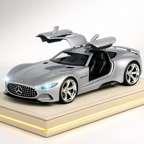 Image of Mercedes Benz Vision GT Toy Car 1:32 Diecast Metal Model - Pull Back Alloy Car with Openable Doors, Lights & Sound, Premium Collectible Gift for Boys, Men & Cars Lovers (Silver)