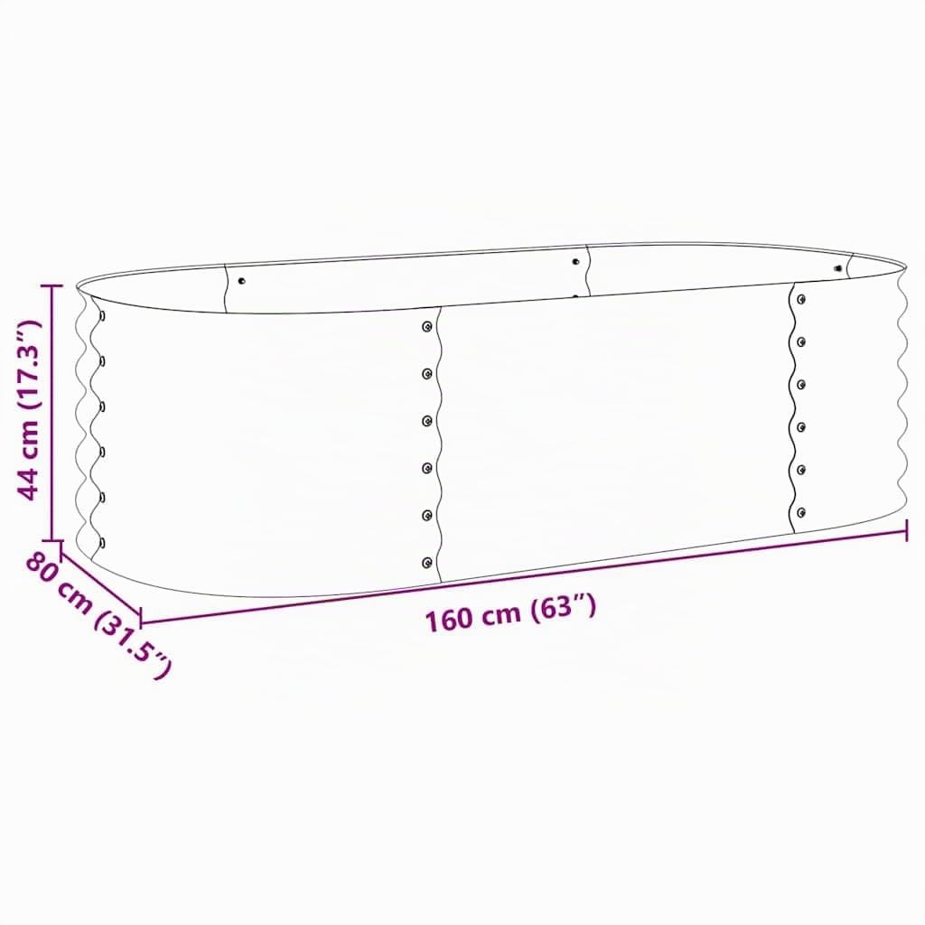 vidaXL Letto Rialzato da Giardino 160x80x44cm Acciaio Zincato Grigio Fioriera