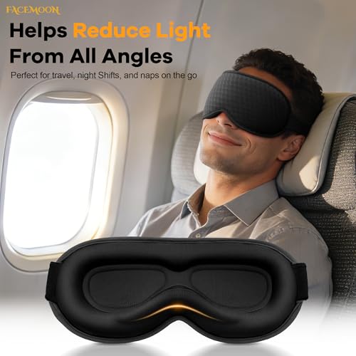 Blackout Weighted Eye Mask for Sleeping: 3D Contoured Gentle-Pressure Sleep Mask for Men & Women - Airplane Travel & Night Shift Essentials, Zero Eye Pressure, Breathable Blindfold, Black - Image 4